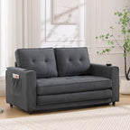 3-in-1 Foldable Tufted Loveseat Sofa Bed – Light Gray / Brown / Dark Gray / Beige, Side Pockets, Seats 2