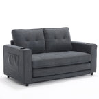 3-in-1 Foldable Tufted Loveseat Sofa Bed – Light Gray / Brown / Dark Gray / Beige, Side Pockets, Seats 2