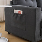 3-in-1 Foldable Tufted Loveseat Sofa Bed – Light Gray / Brown / Dark Gray / Beige, Side Pockets, Seats 2