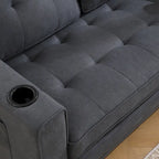 3-in-1 Foldable Tufted Loveseat Sofa Bed – Light Gray / Brown / Dark Gray / Beige, Side Pockets, Seats 2