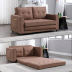 3-in-1 Foldable Tufted Loveseat Sofa Bed – Light Gray / Brown / Dark Gray / Beige, Side Pockets, Seats 2