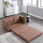 3-in-1 Foldable Tufted Loveseat Sofa Bed – Light Gray / Brown / Dark Gray / Beige, Side Pockets, Seats 2