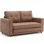 3-in-1 Foldable Tufted Loveseat Sofa Bed – Light Gray / Brown / Dark Gray / Beige, Side Pockets, Seats 2