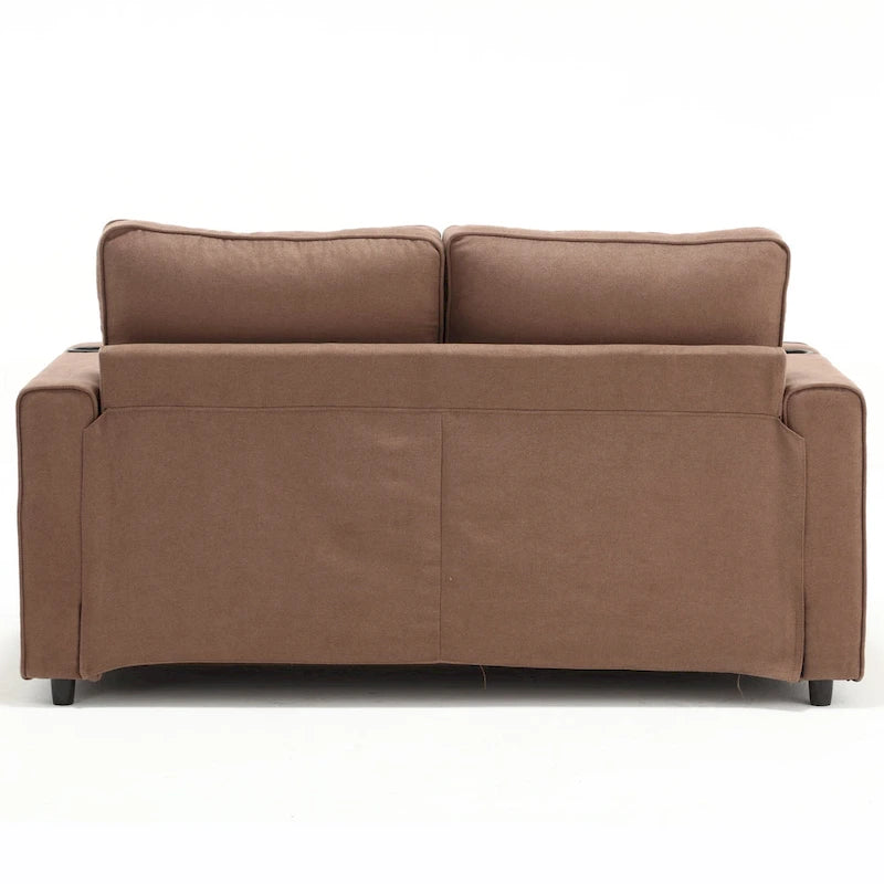 3-in-1 Foldable Tufted Loveseat Sofa Bed – Light Gray / Brown / Dark Gray / Beige, Side Pockets, Seats 2