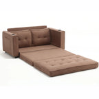 3-in-1 Foldable Tufted Loveseat Sofa Bed – Light Gray / Brown / Dark Gray / Beige, Side Pockets, Seats 2