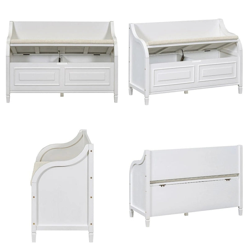 Farmhouse Storage Bench with Hidden Compartment – Gray Wash / Brown / Antique Navy / White / Espresso, Rustic Style, Single