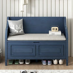 Farmhouse Storage Bench with Hidden Compartment – Gray Wash / Brown / Antique Navy / White / Espresso, Rustic Style, Single