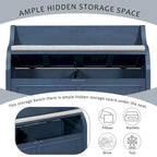 Farmhouse Storage Bench with Hidden Compartment – Gray Wash / Brown / Antique Navy / White / Espresso, Rustic Style, Single