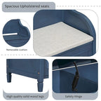 Farmhouse Storage Bench with Hidden Compartment – Gray Wash / Brown / Antique Navy / White / Espresso, Rustic Style, Single