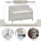 Farmhouse Storage Bench with Hidden Compartment – Gray Wash / Brown / Antique Navy / White / Espresso, Rustic Style, Single