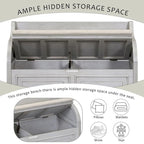 Farmhouse Storage Bench with Hidden Compartment – Gray Wash / Brown / Antique Navy / White / Espresso, Rustic Style, Single