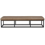 70.87" Leather Accent Bench – Brown / Black, Metal Frame, Contemporary Style, Single