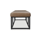 70.87" Leather Accent Bench – Brown / Black, Metal Frame, Contemporary Style, Single