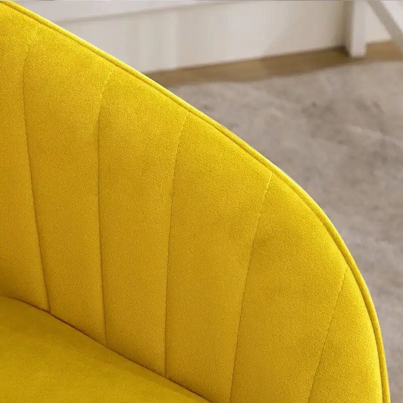 Velvet Swivel Office Chair – Bright Yellow, Gold Base, Height Adjustable, Single