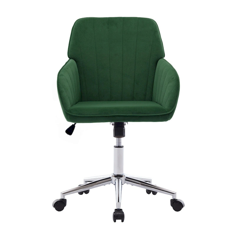 Ergonomic Adjustable Office Chair – Green / Khaki, Memory Foam, Silver Metal Base, Single