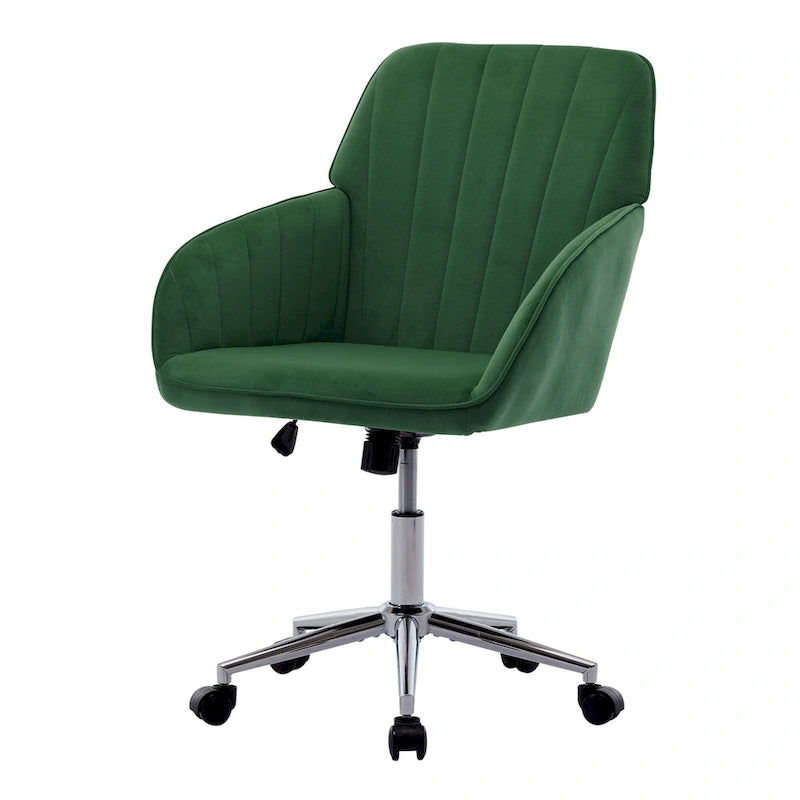 Ergonomic Adjustable Office Chair – Green / Khaki, Memory Foam, Silver Metal Base, Single