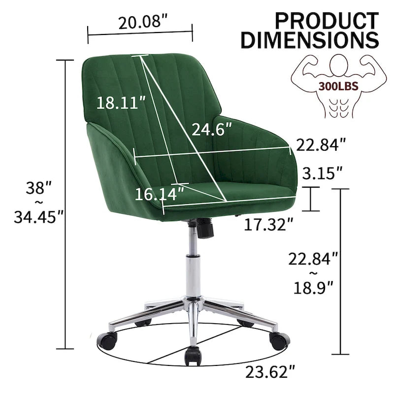 Ergonomic Adjustable Office Chair – Green / Khaki, Memory Foam, Silver Metal Base, Single