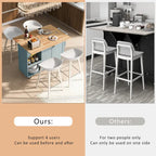 Rolling Kitchen Island with Foldable Countertop – White / Blue, Drawer & Cabinets, 1–4 Person Use