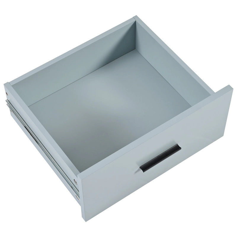 Rolling Kitchen Island with Foldable Countertop – White / Blue, Drawer & Cabinets, 1–4 Person Use