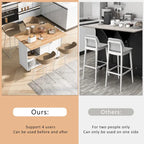 Rolling Kitchen Island with Foldable Countertop – White / Blue, Drawer & Cabinets, 1–4 Person Use