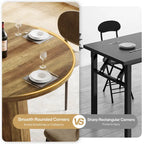 47" Round Farmhouse Dining Table – Brown, Engineered Wood, Seats 4–6, Single-Person Assembly