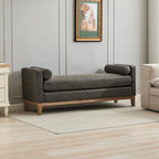 66.34 W Elegant Upholstered Bench, Daybed, Ottoman with Wood Legs & 2 Bolster Pillows for End of Bed, Bedroom, Living Room