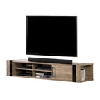68" Wall Mounted Media Console – Weathered Oak / Seaside Pine, Industrial Style, 2-Person Assembly