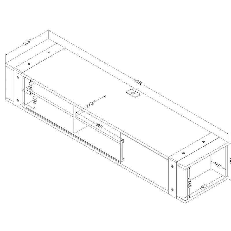 68" Wall Mounted Media Console – Weathered Oak / Seaside Pine, Industrial Style, 2-Person Assembly