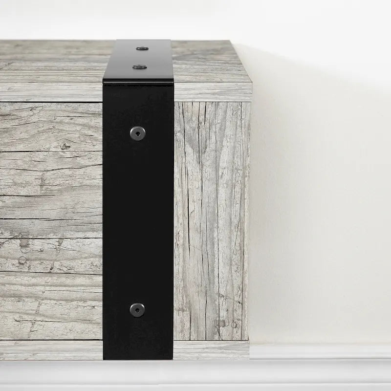 68" Wall Mounted Media Console – Weathered Oak / Seaside Pine, Industrial Style, 2-Person Assembly