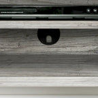 68" Wall Mounted Media Console – Weathered Oak / Seaside Pine, Industrial Style, 2-Person Assembly