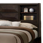 King Bed with Bookcase Headboard & 2 Footboard Drawers – Espresso Brown & Black, Solid & Engineered Wood, Single