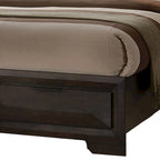 King Bed with Bookcase Headboard & 2 Footboard Drawers – Espresso Brown & Black, Solid & Engineered Wood, Single