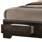 King Bed with Bookcase Headboard & 2 Footboard Drawers – Espresso Brown & Black, Solid & Engineered Wood, Single
