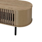 71" TV Stand Media Console – Natural Beige / Brown / Black, Tambour Sliding Doors, Mid-Century Modern, Single