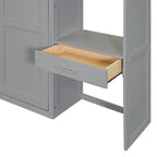 Murphy Wall Bed with Desk, Top Cabinets & Shelves – White / Grey, Full / Queen, MDF & Plywood