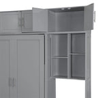 Murphy Wall Bed with Desk, Top Cabinets & Shelves – White / Grey, Full / Queen, MDF & Plywood
