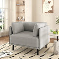 Modern Upholstered Accent Chair – Grey / Brown, Metal Legs, Includes Pillow, Single