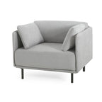 Modern Upholstered Accent Chair – Grey / Brown, Metal Legs, Includes Pillow, Single