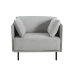 Modern Upholstered Accent Chair – Grey / Brown, Metal Legs, Includes Pillow, Single