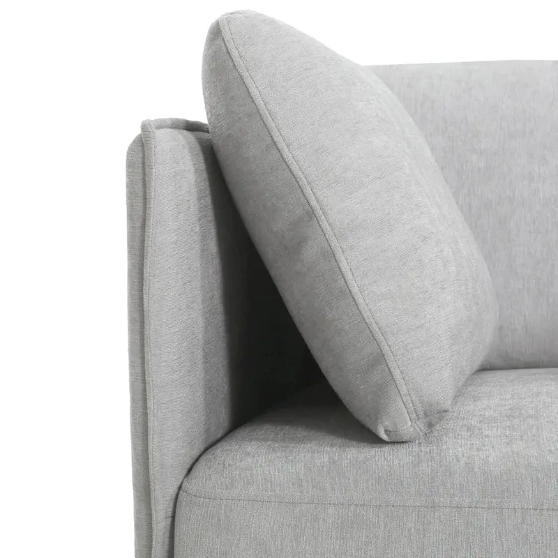 Modern Upholstered Accent Chair – Grey / Brown, Metal Legs, Includes Pillow, Single