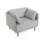 Modern Upholstered Accent Chair – Grey / Brown, Metal Legs, Includes Pillow, Single