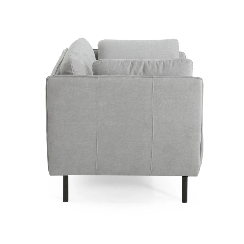 Modern Upholstered Accent Chair – Grey / Brown, Metal Legs, Includes Pillow, Single