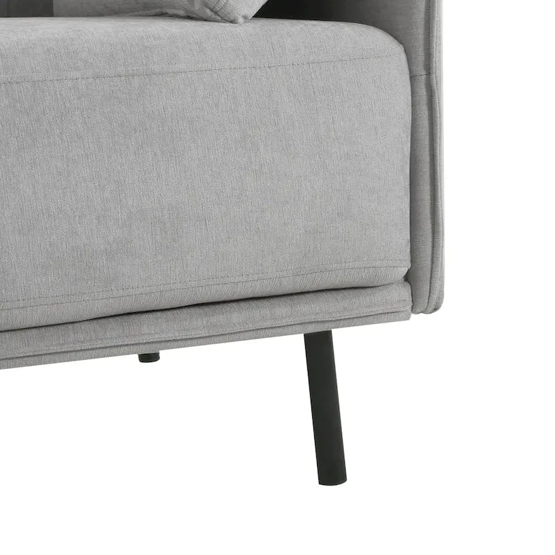 Modern Upholstered Accent Chair – Grey / Brown, Metal Legs, Includes Pillow, Single