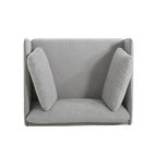 Modern Upholstered Accent Chair – Grey / Brown, Metal Legs, Includes Pillow, Single