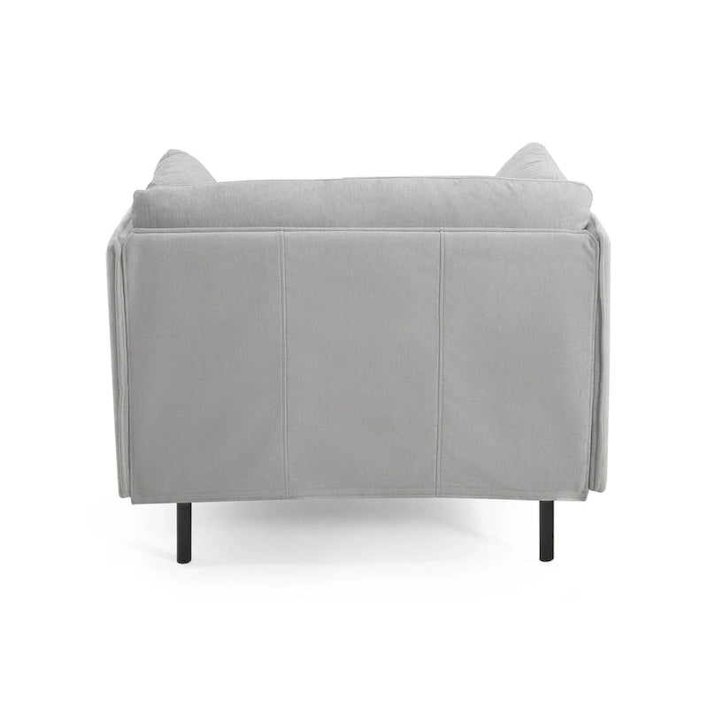 Modern Upholstered Accent Chair – Grey / Brown, Metal Legs, Includes Pillow, Single