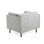Modern Upholstered Accent Chair – Grey / Brown, Metal Legs, Includes Pillow, Single
