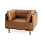Modern Upholstered Accent Chair – Grey / Brown, Metal Legs, Includes Pillow, Single