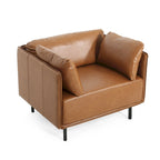 Modern Upholstered Accent Chair – Grey / Brown, Metal Legs, Includes Pillow, Single