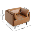 Modern Upholstered Accent Chair – Grey / Brown, Metal Legs, Includes Pillow, Single