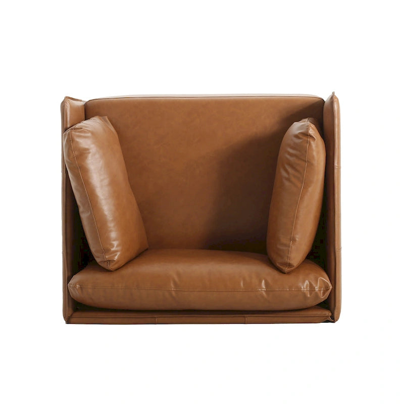 Modern Upholstered Accent Chair – Grey / Brown, Metal Legs, Includes Pillow, Single